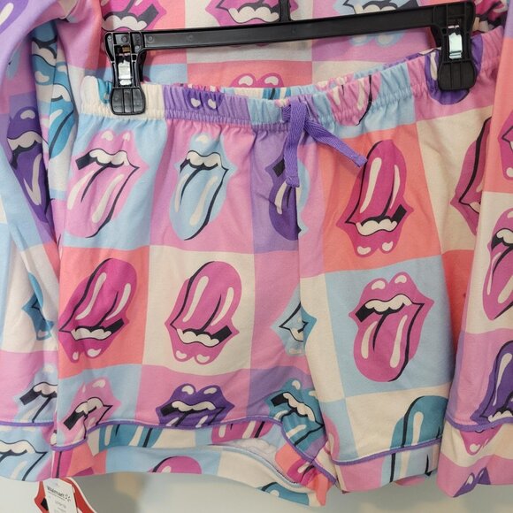 NEW NWT Rolling Stones Girls Long Sleeve Fleece 2pc Pajama Set w/Shorts L 10/12 - Picture 4 of 5